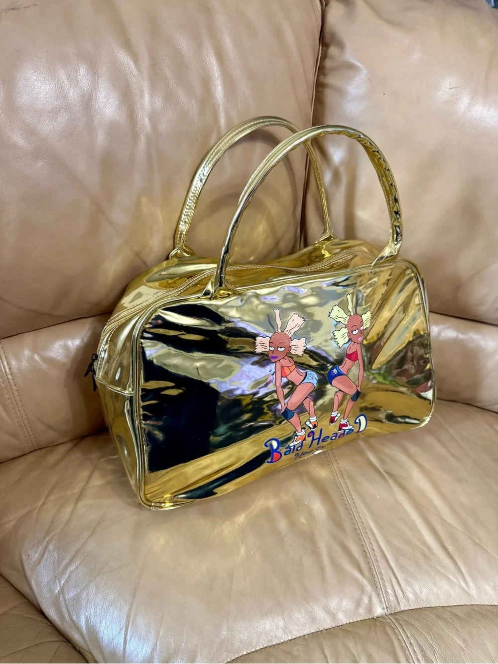 Metallic Gold Graphic Tote Bag with Double Handles